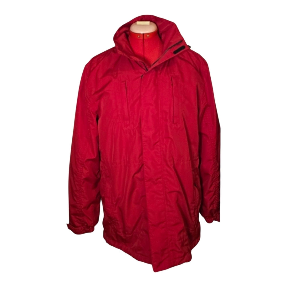 Red Vintage Eddy Baur Raincoat W Hood Size Small Exc. Cond (Mens)